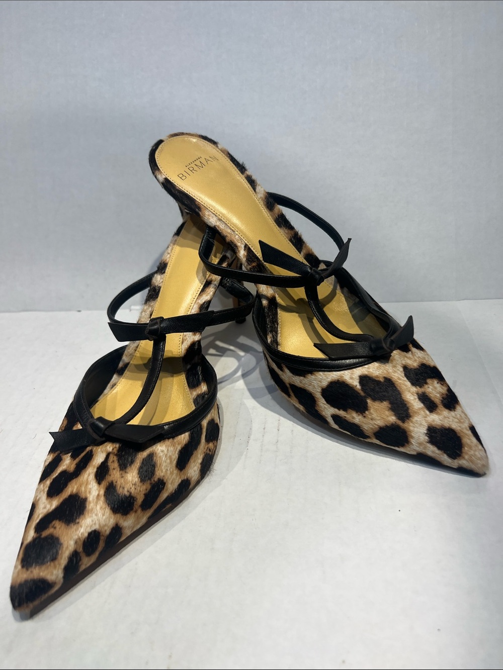 ALEXANDRE BIRMAN | SLIM CLARITA 85 LEOPARD-PRINTED LEATHER MULE Sz 40